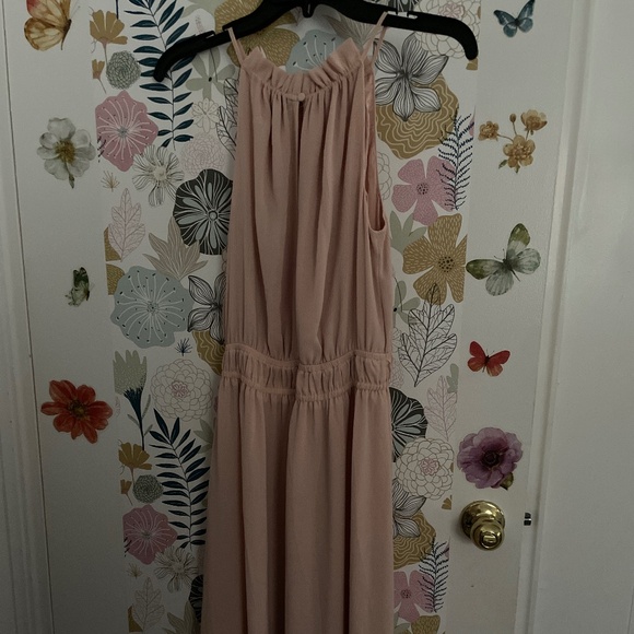 H&M dusty pink maxi dress with ruffle mock neckline in size XS - Picture 1 of 2